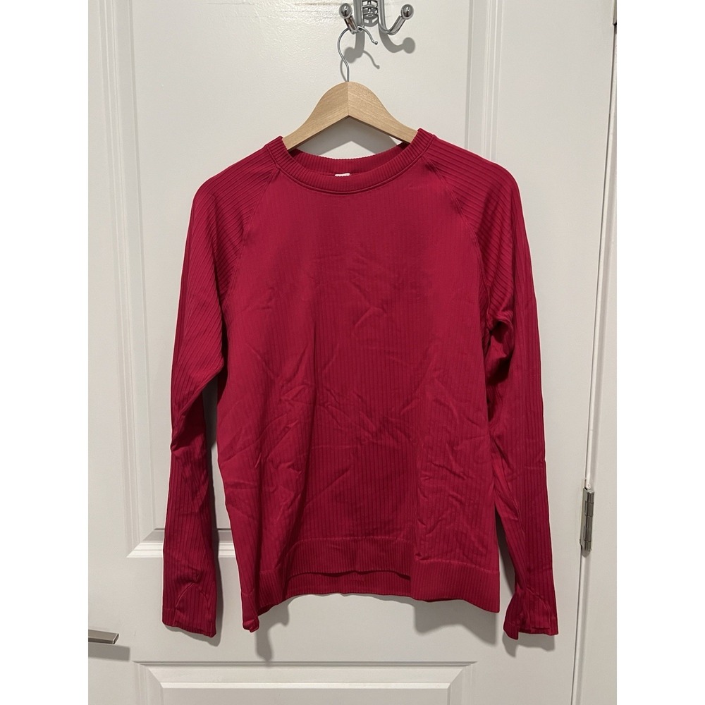 Lululemon Rest Less Pullover Colour Rib Passionate Size 10 Yoga Running Athletic - Picture 3 of 6